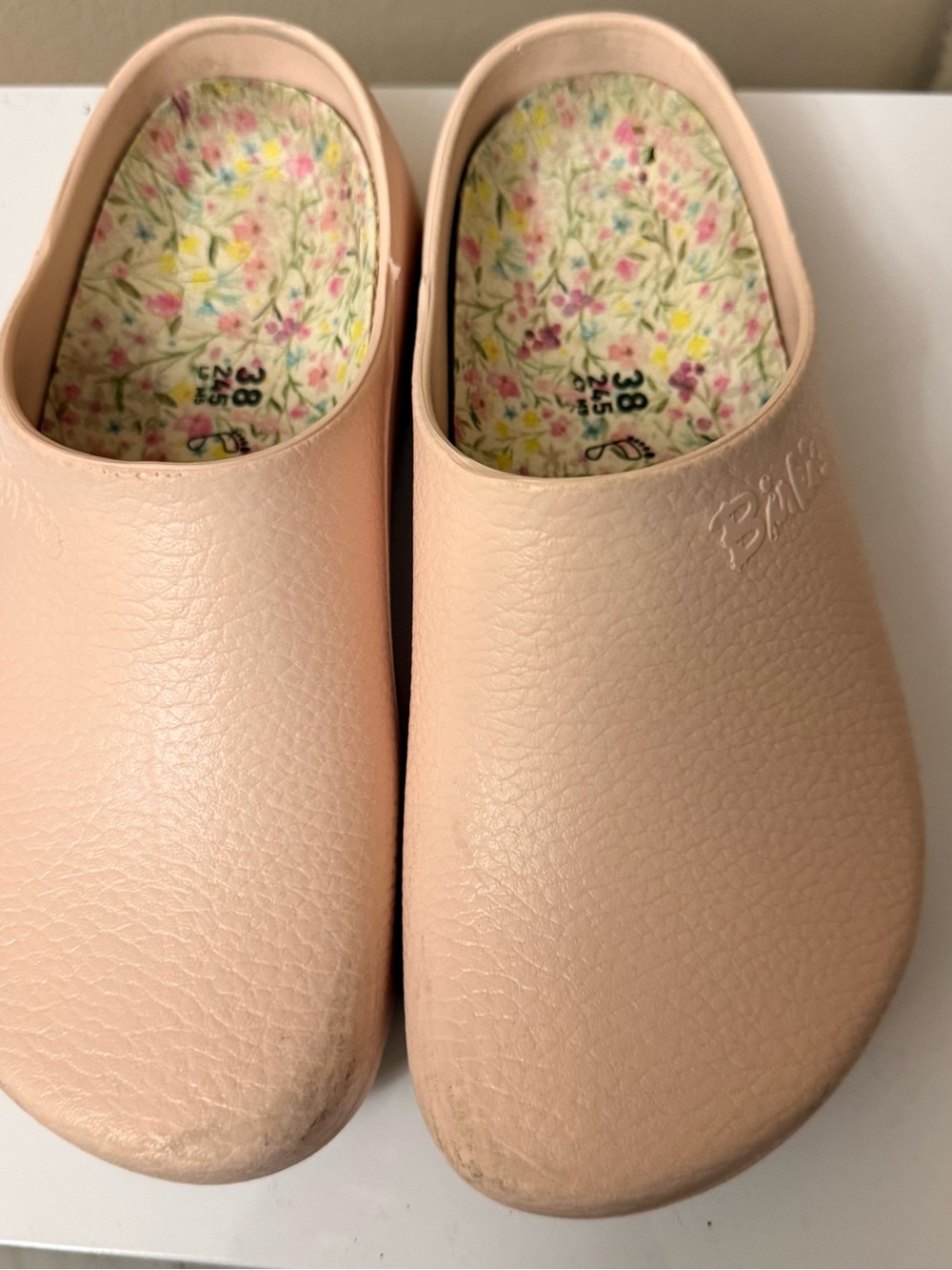 Birkenstock Birki Super Birki Clogs Light Pink Floral Insole Womens 37 EU L7 M5